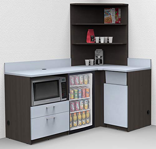 Cabinets Fully Assembled Ready To Use Group Kitchen Breaktime 2 Piece Coffee Lunch Break Room Furniture Color Espresso/Silver Metallic